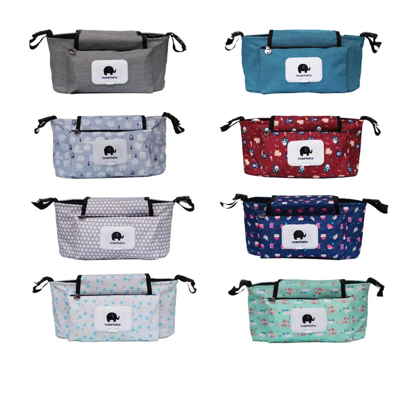 Print Strollers Baby Trolley Bag with Detachable Handbag Multifunctional Baby Stroller Organizer Pram Buggy Cart Hanging Bag XV2 - Korvel