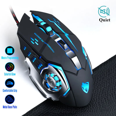 Pro Gamer 8D Wired Gaming Mouse - Adjustable DPI & Silent Operation