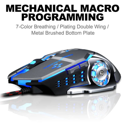 Pro Gamer 8D Wired Gaming Mouse - Adjustable DPI & Silent Operation