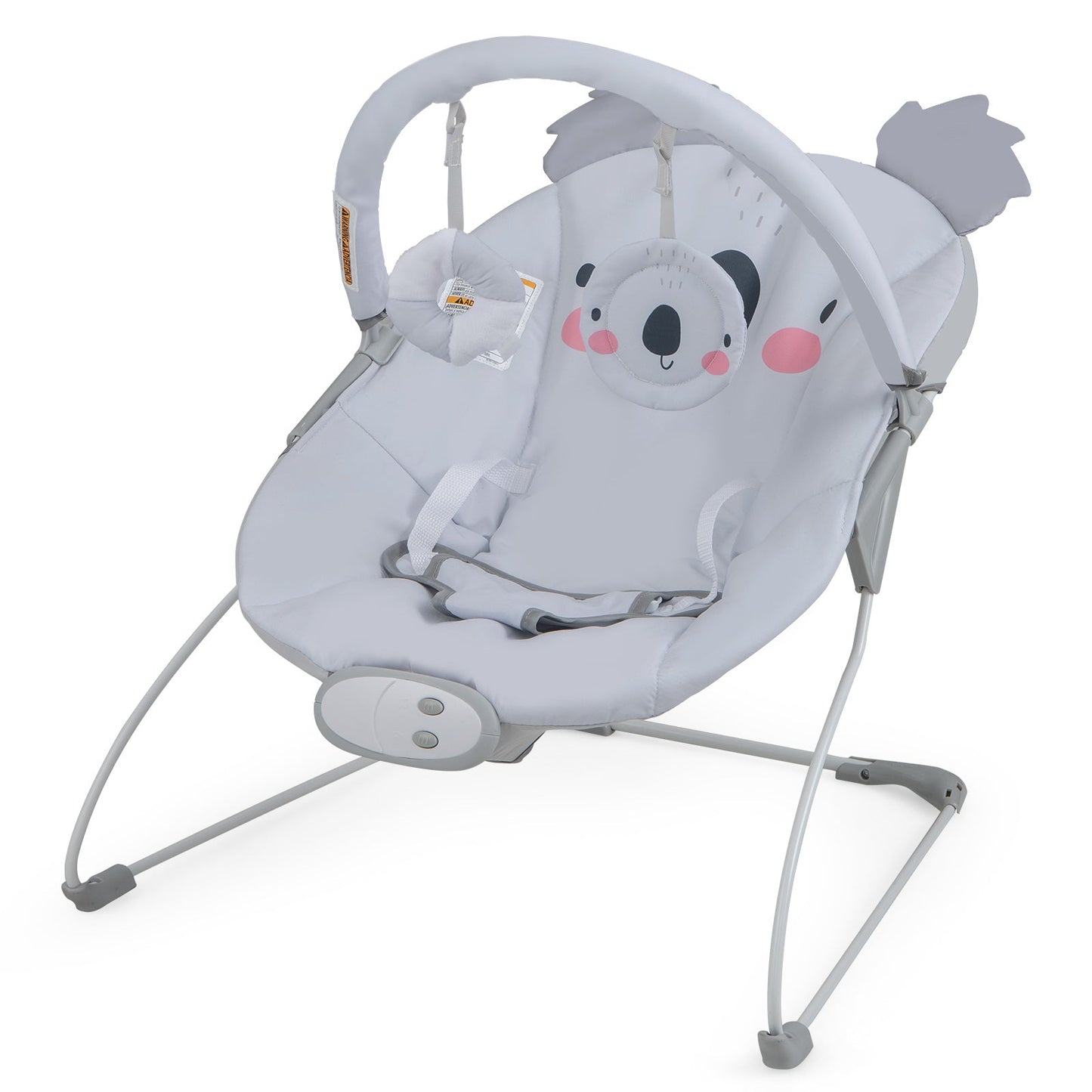 Asiento mecedor portátil para bebés con barra de juguetes desmontable - Gris