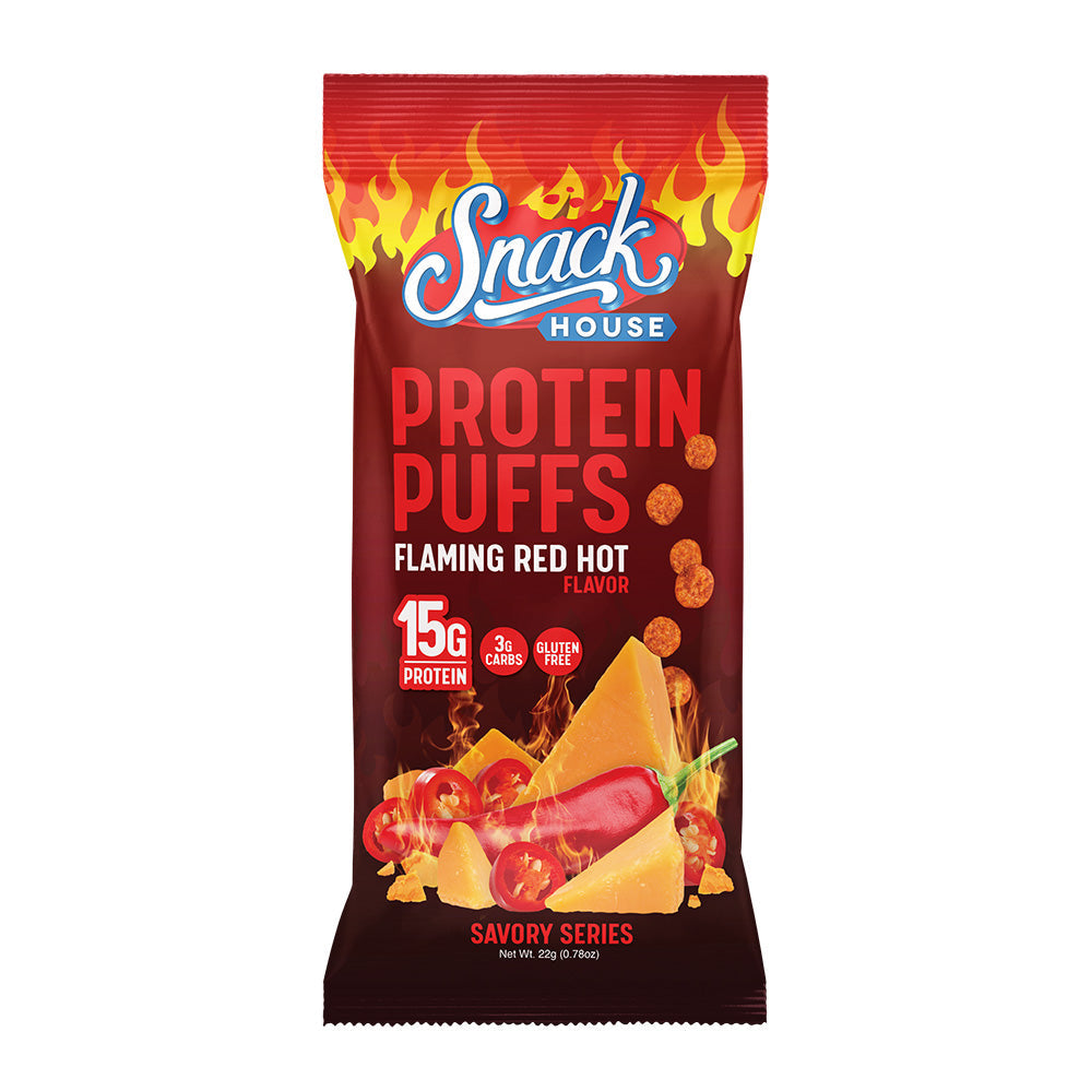 Flaming Red Hot Protein Puffs – 15 g Protein, Intense Spicy Crunch - Korvel