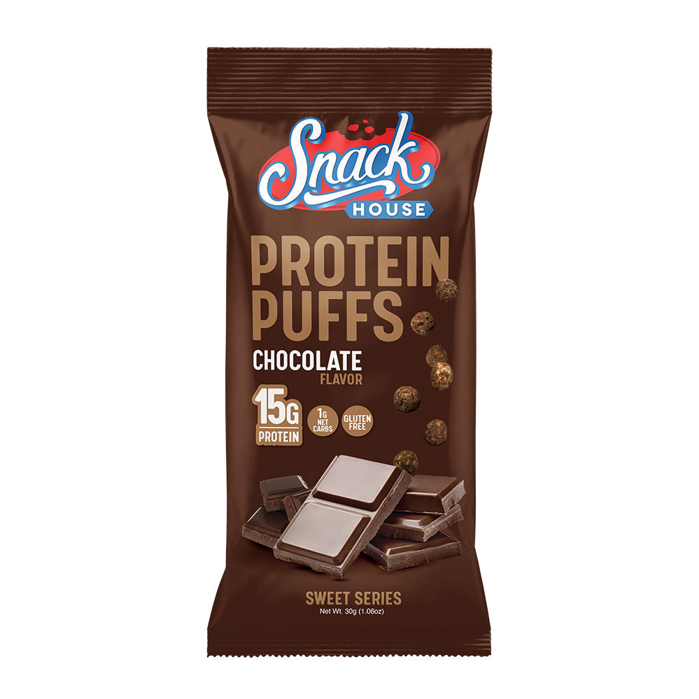 Chocolate Protein Puffs – Single Serving 8-Pack | Snack House - Korvel