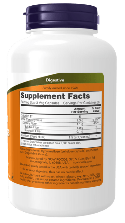 Premium Psyllium Husk Capsules 500mg - Natural Fiber Supplement - Korvel