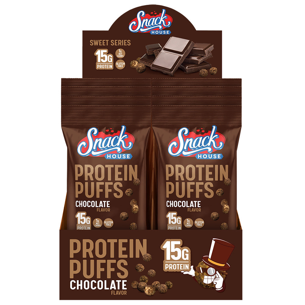 Chocolate Protein Puffs – Single Serving 8-Pack | Snack House - Korvel