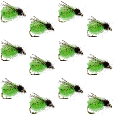 LaFontaine Bright Green Deep Sparkle Caddis Pupa - 12 Mouches, Taille 12