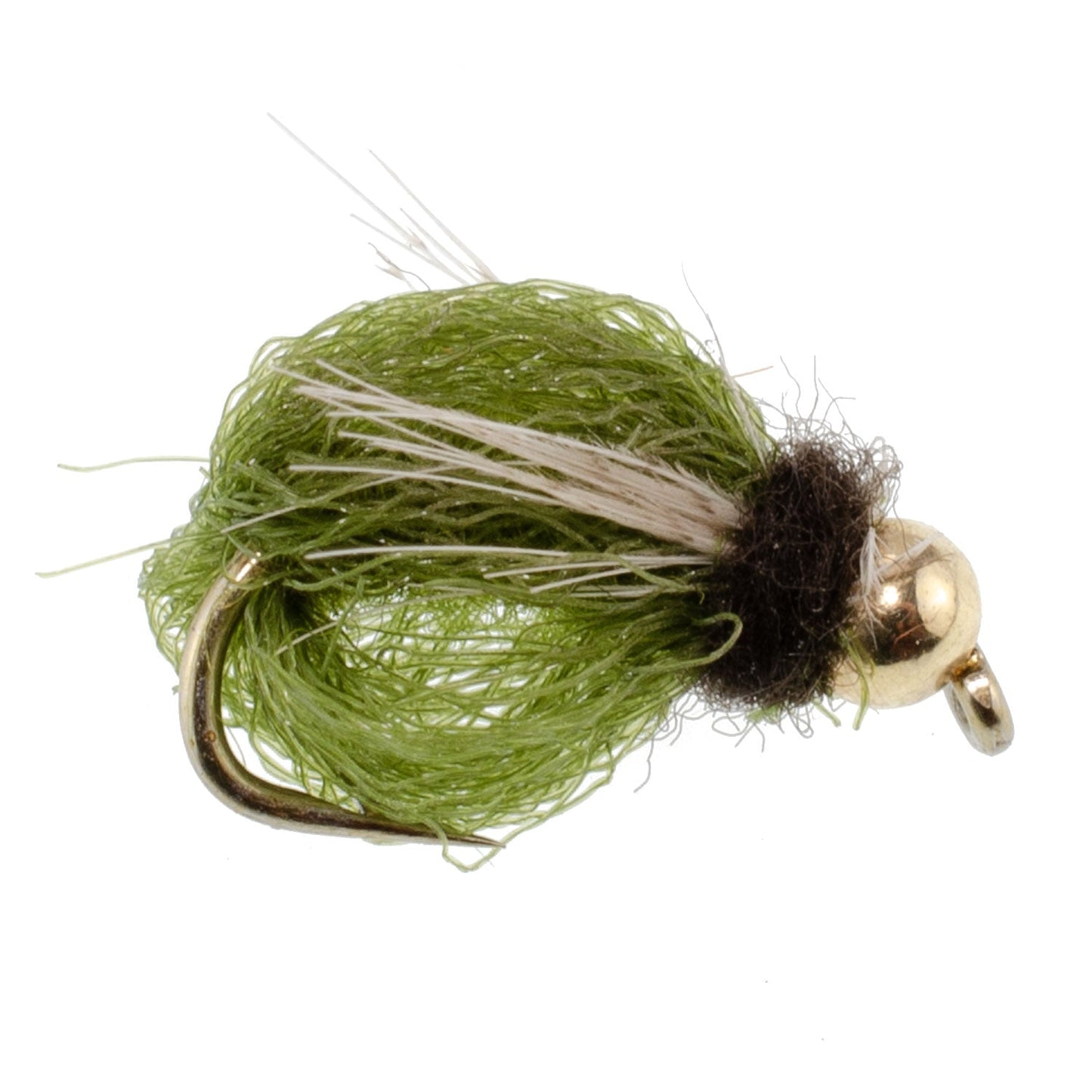 Paquete de 3 Caddis Pupa LaFontaine Olive Deep Sparkle con Cabeza de Perla - Tamaño 14