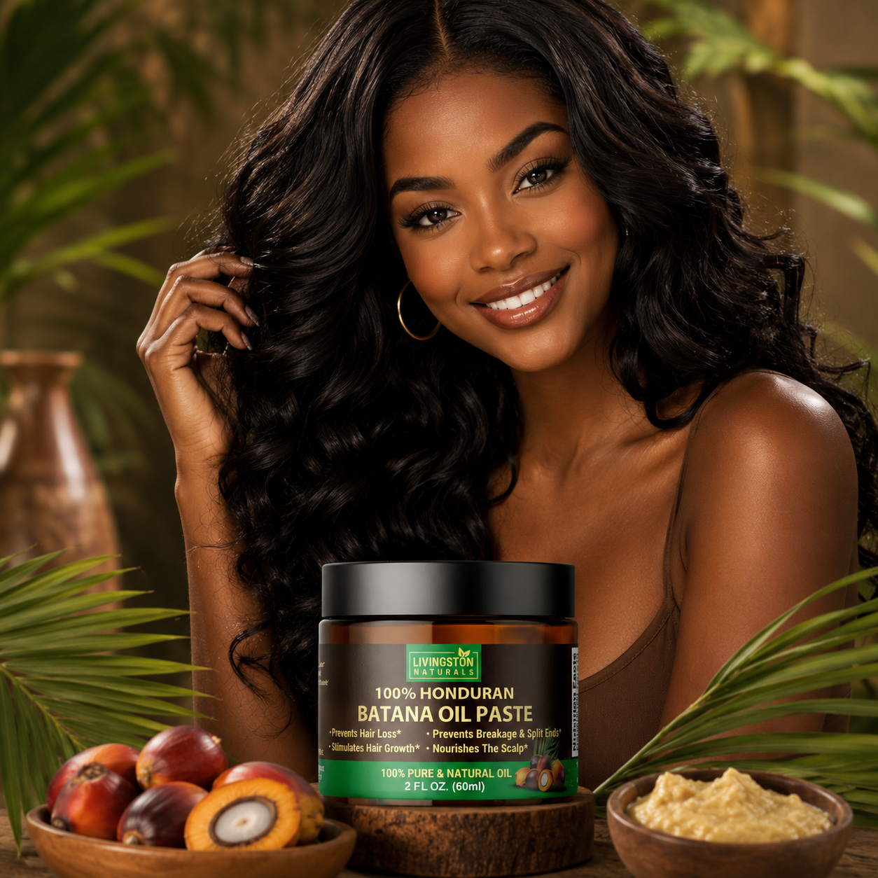 Pâte d'huile de Batana pure pour des soins capillaires luxueux
