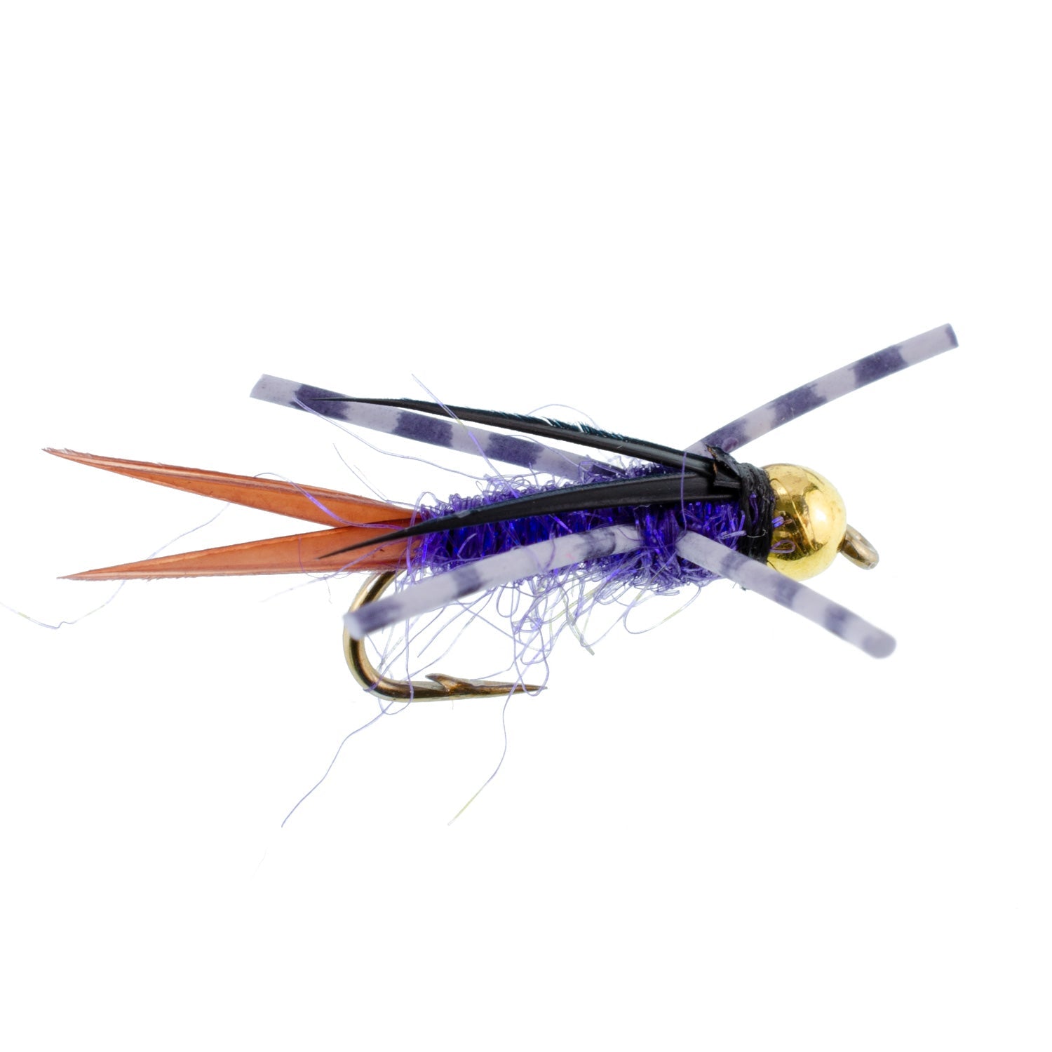 Bead Head Purple Batman Rubber Legs Nymph Fly - 12 Flies Hook Size 10 - Korvel