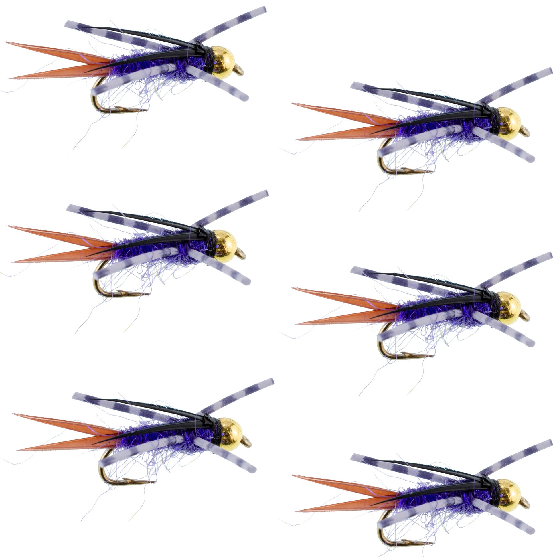 Purple Batman Bead Head Nymph Flies - 6 Pack Size 14 - Korvel