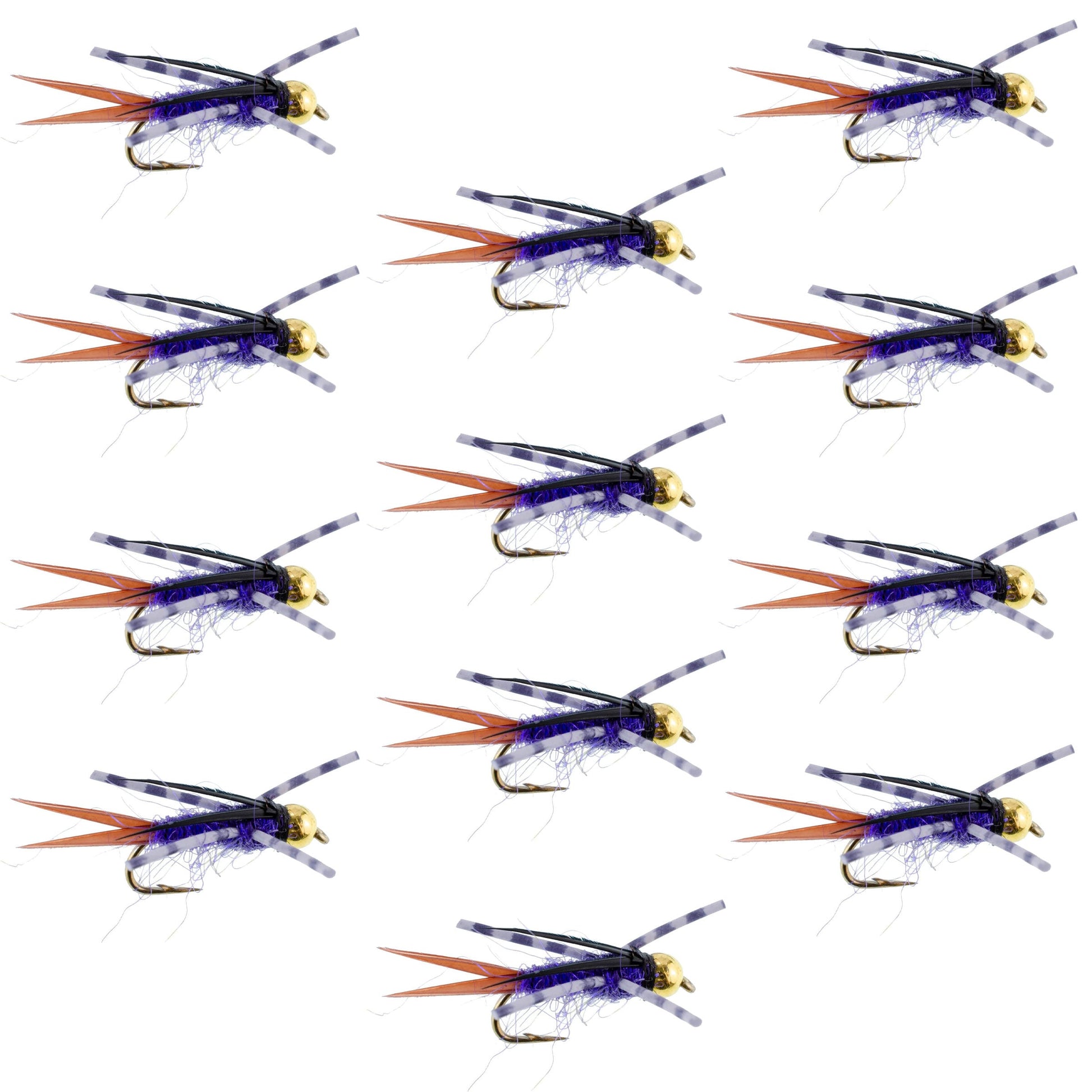 Purple Batman Bead Head Nymph Flies - 12 Pack Size 14 - Korvel