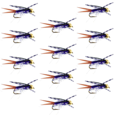 Purple Batman Bead Head Nymph Flies - 12 Pack Size 14 - Korvel