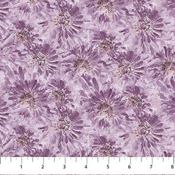 Purple Floral Texture Flourish Cotton Fabric - 44"/45" Per Yard