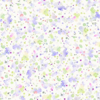 Purple Green Paint Splatter Cotton Fabric - Wideback