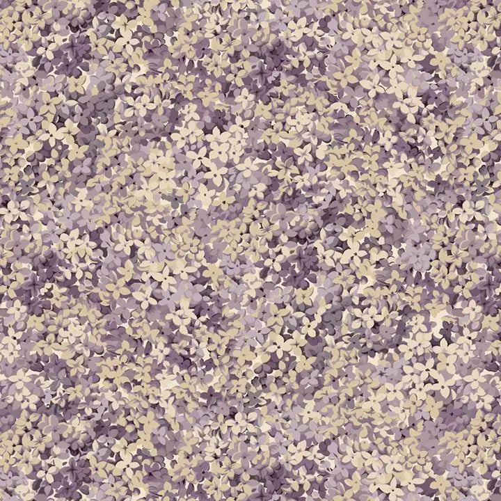 Purple Lilac Packed Flowers Cotton Wideback Fabric