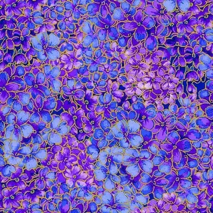 Tela de algodón de fondo ancho en color hortensia púrpura por yarda