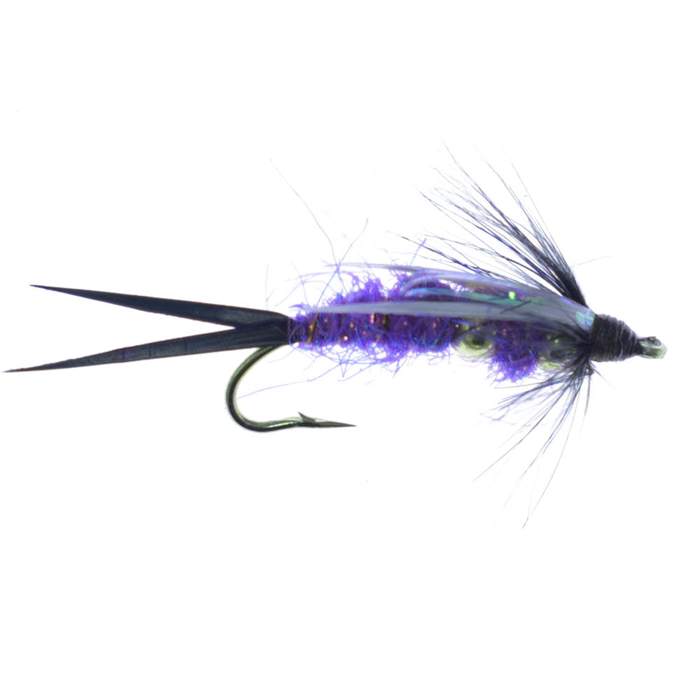 Premium Double Bead Purple Psycho Prince Nymph Flies - Size 8 (Pack of 6) - Korvel