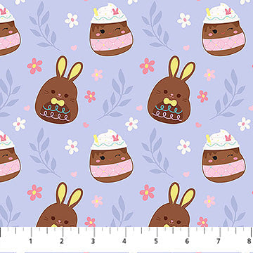 Tela de algodón Squishmallows de primavera en tonos morados - 44"/45" por yarda