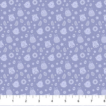 Tela de algodón Squishmallows de primavera en tonos morados - 44"/45" por yarda