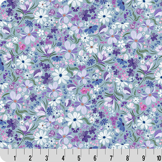 Tissu de Câlin de Patchwork Charmed Purple Whispering Blooms par Yard