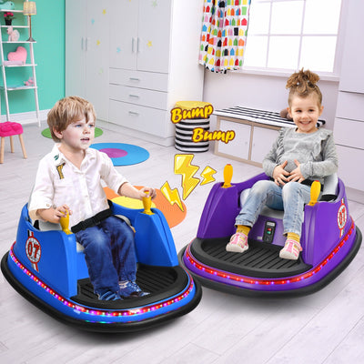 12V Electric Kids Ride On Bumper Car with Flashing Lights - Purple