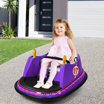 12V Electric Kids Ride On Bumper Car with Flashing Lights - Purple