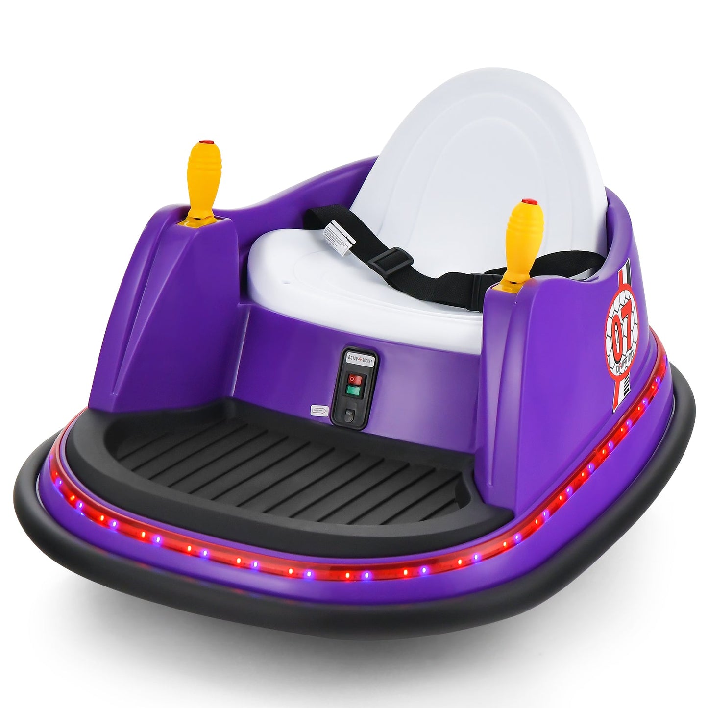 Coche de Choque Eléctrico para Niños de 12V con Luces Intermitentes - Púrpura