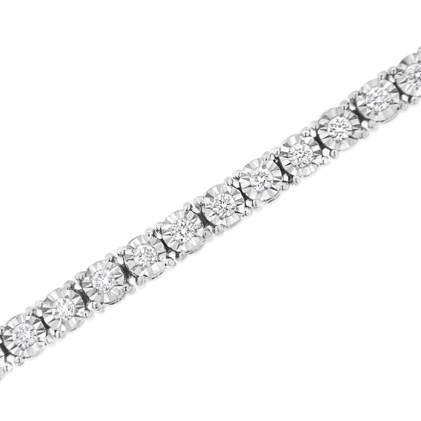 .925 Sterling Silver Lab Grown Diamond Illusion-Set Tennis Bracelet - 7.25"