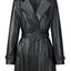 Manteau trench en simili cuir à double boutonnage pour femmes Bellivera - Noir L