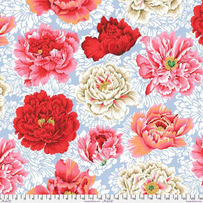 Tela de algodón de fondo ancho Multi Natural Brocade Peony