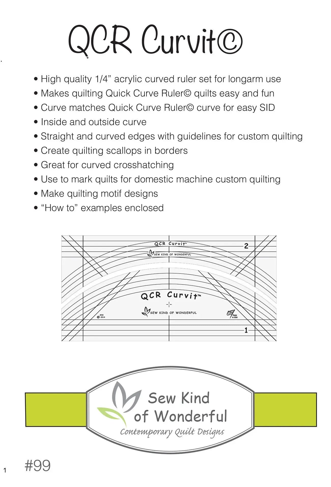 Règle Curvit QCR pour le quilting longarm