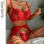 Ensemble de lingerie en dentelle rouge Ellolace pour femmes