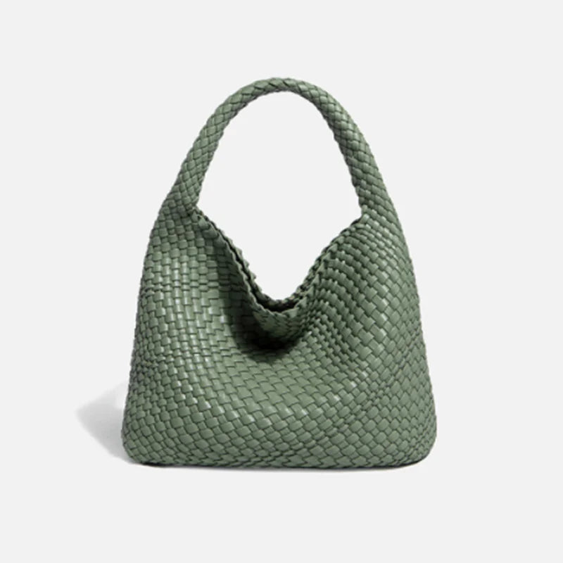 Bolso de Cubo de Cuero Suave Tejido a Mano para Mujeres