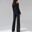 Ensemble Pantalon à Manches Longues en Couleur Unie pour Femmes