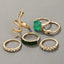 Exquisite Vintage Ring Set with Green Rhinestones