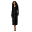 Robe midi en tricot noir et or à boutons pour femmes de The Drop
