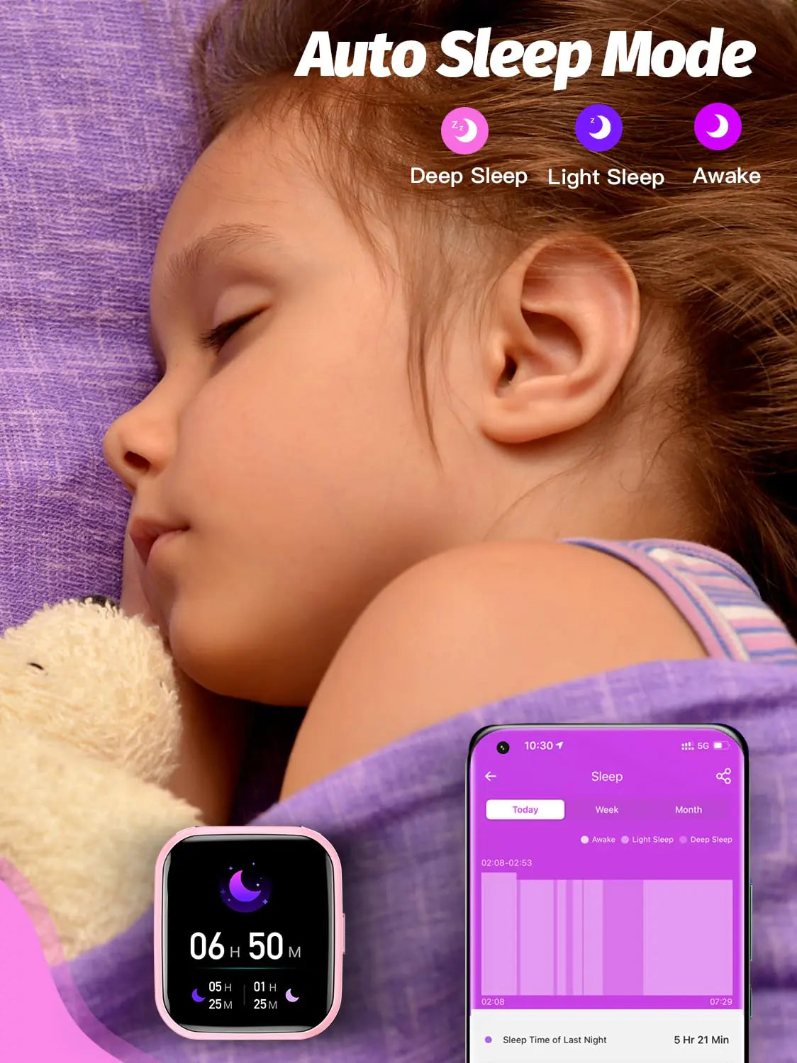Reloj Inteligente para Niños de 4 a 16 Años - Rosa