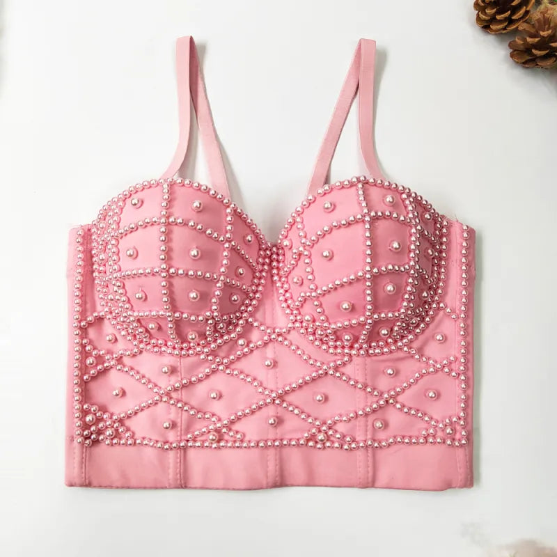 Camiseta sin mangas de perlas elegantes para mujeres