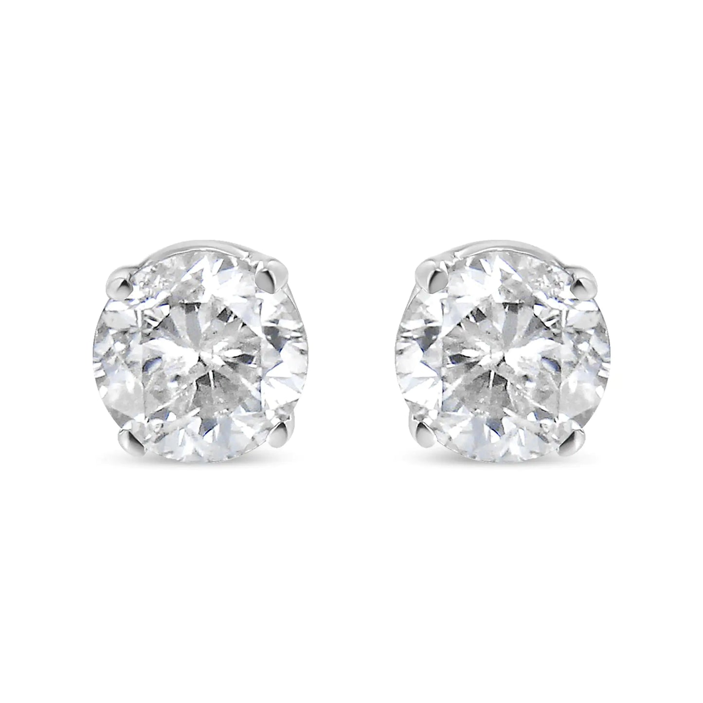AGS Certified 14K White Gold 1.0 Cttw Diamond Stud Earrings