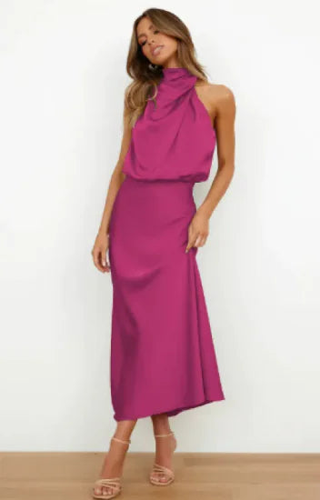 Elegant Women's Maxi Dress in Luxurious Satin