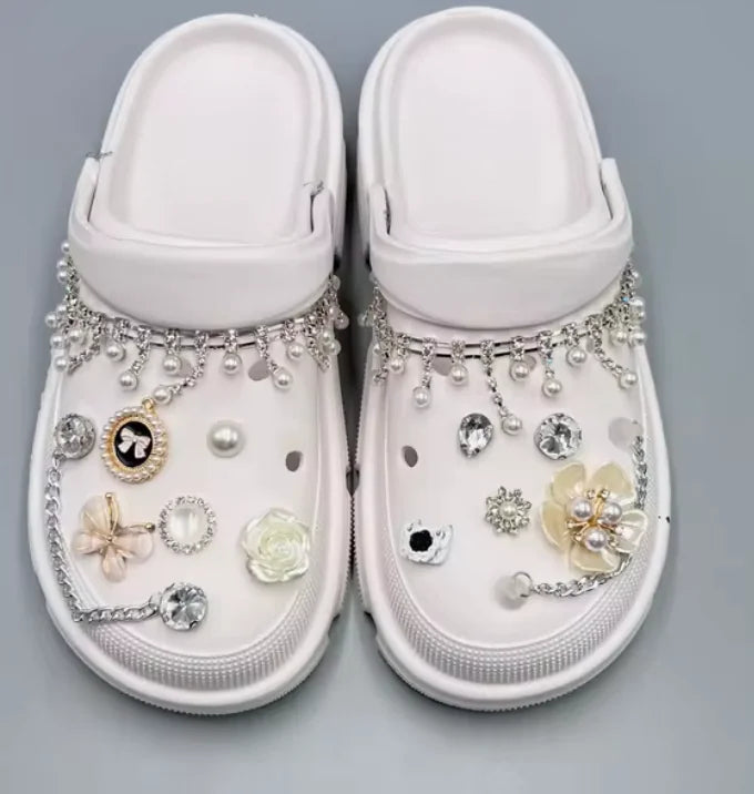 Pearl Chain Shoe Charms for Crocs and Sandals - Elegant Accessories