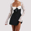 Elegant Women's Lace Corset Long Sleeve Dress