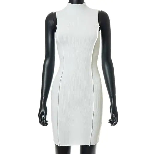 Vestido de Verano Bodycon Sin Mangas de Canalé para Mujeres