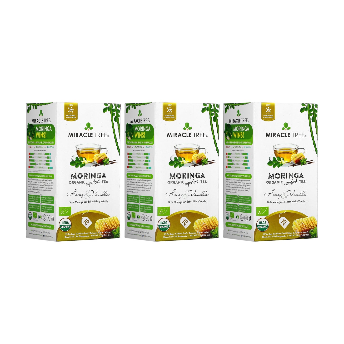 Té Orgánico de Moringa con Miel y Vainilla