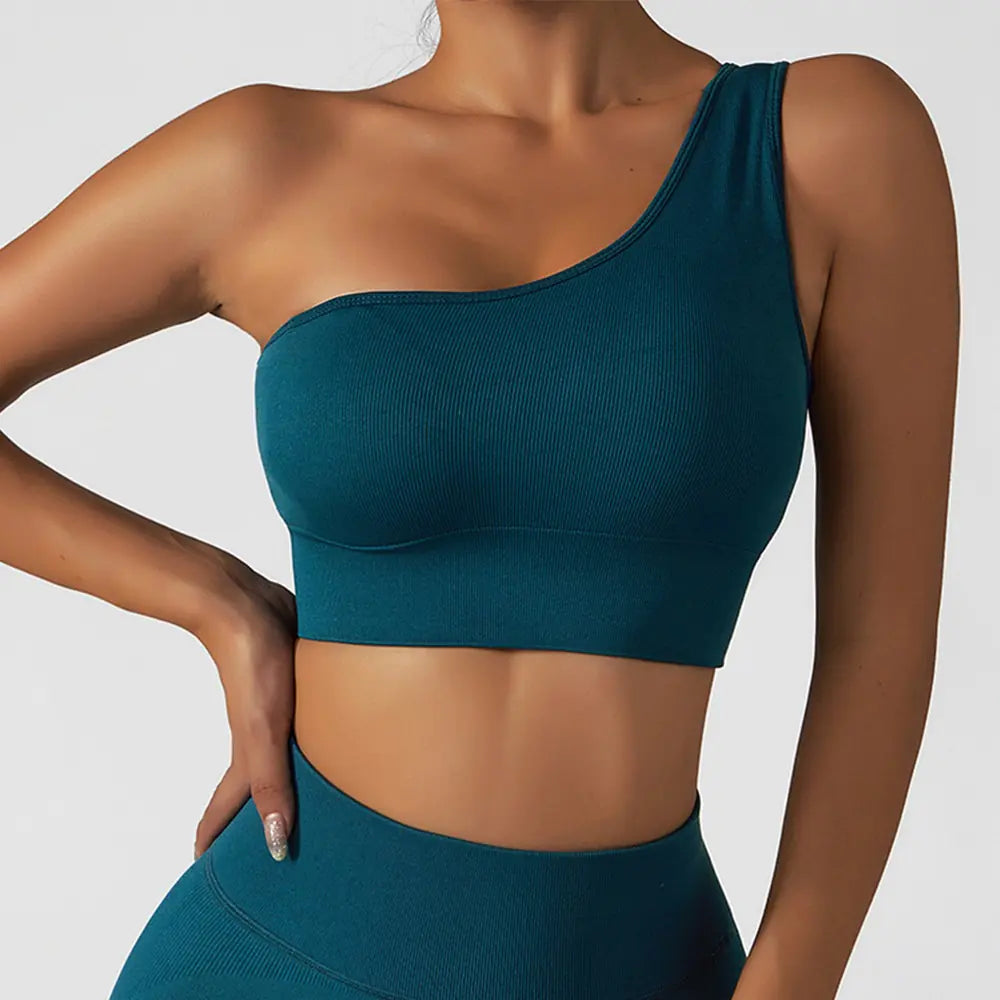 Crop Top Actif à Épaule Oblique