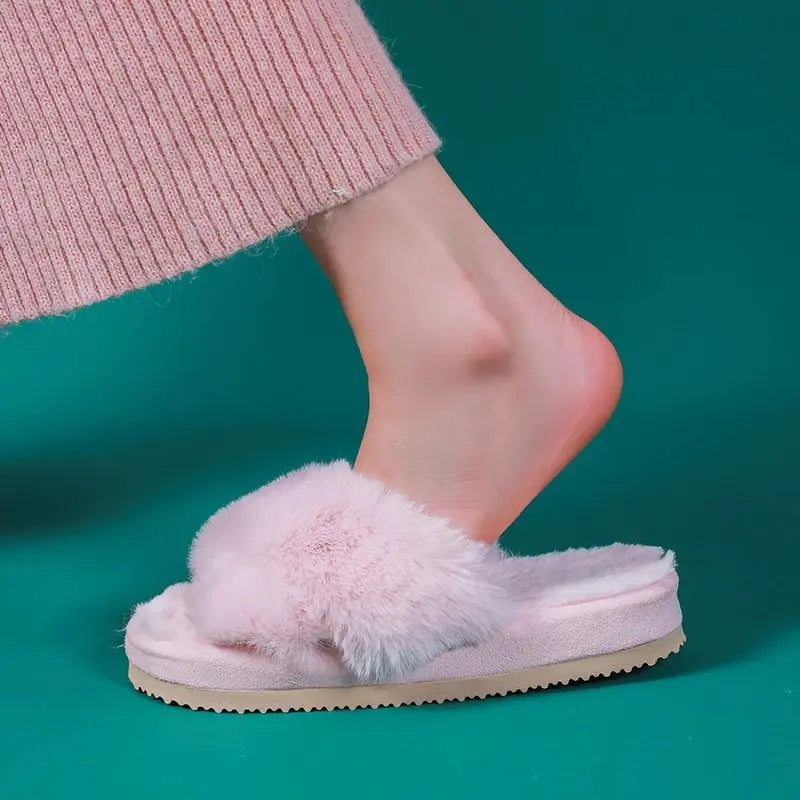 Pantuflas de lujo de invierno con piel