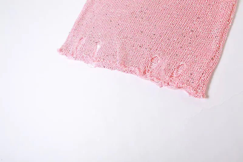 Conjunto de Falda Mini de Crochet Desgastado Dulce Como el Azúcar