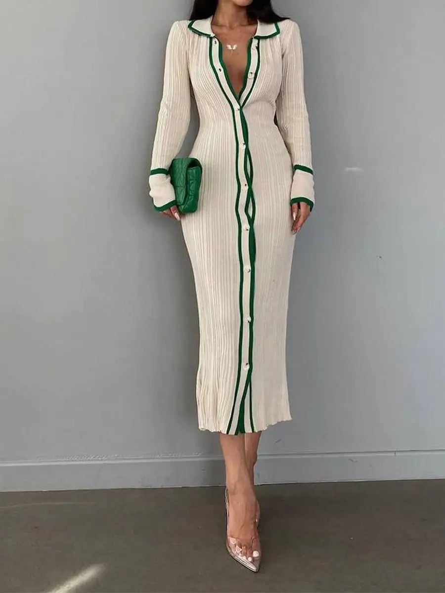 Vestido de solapa a rayas chic para una elegancia sin esfuerzo