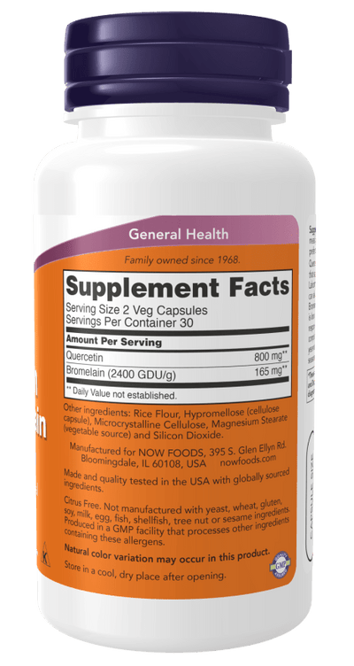 Quercetin with Bromelain – Plant-Based Bioflavonoid Blend | NOW® Foods