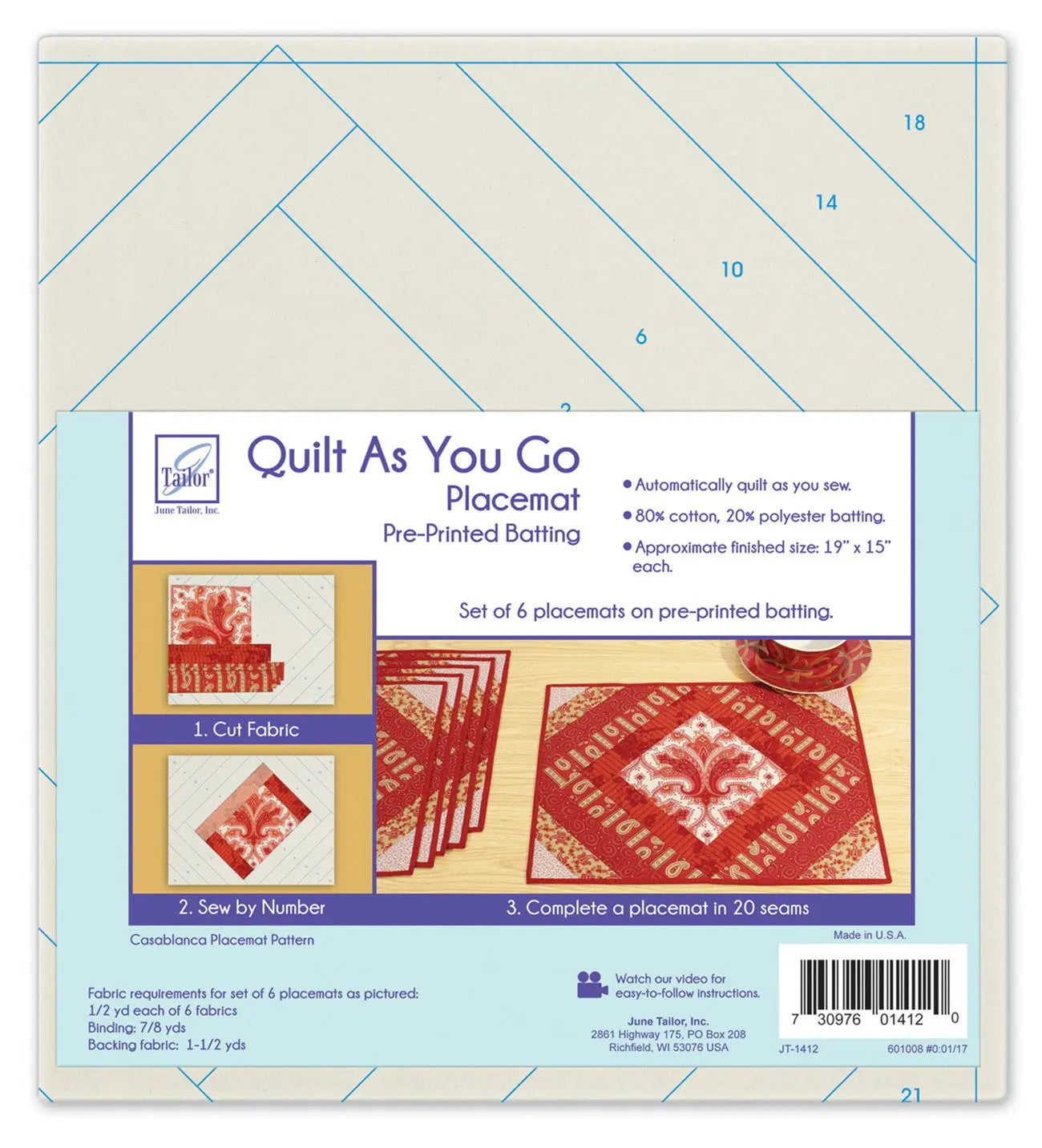 Sets de sous-verres Quilt As You Go (6) - Casablanca
