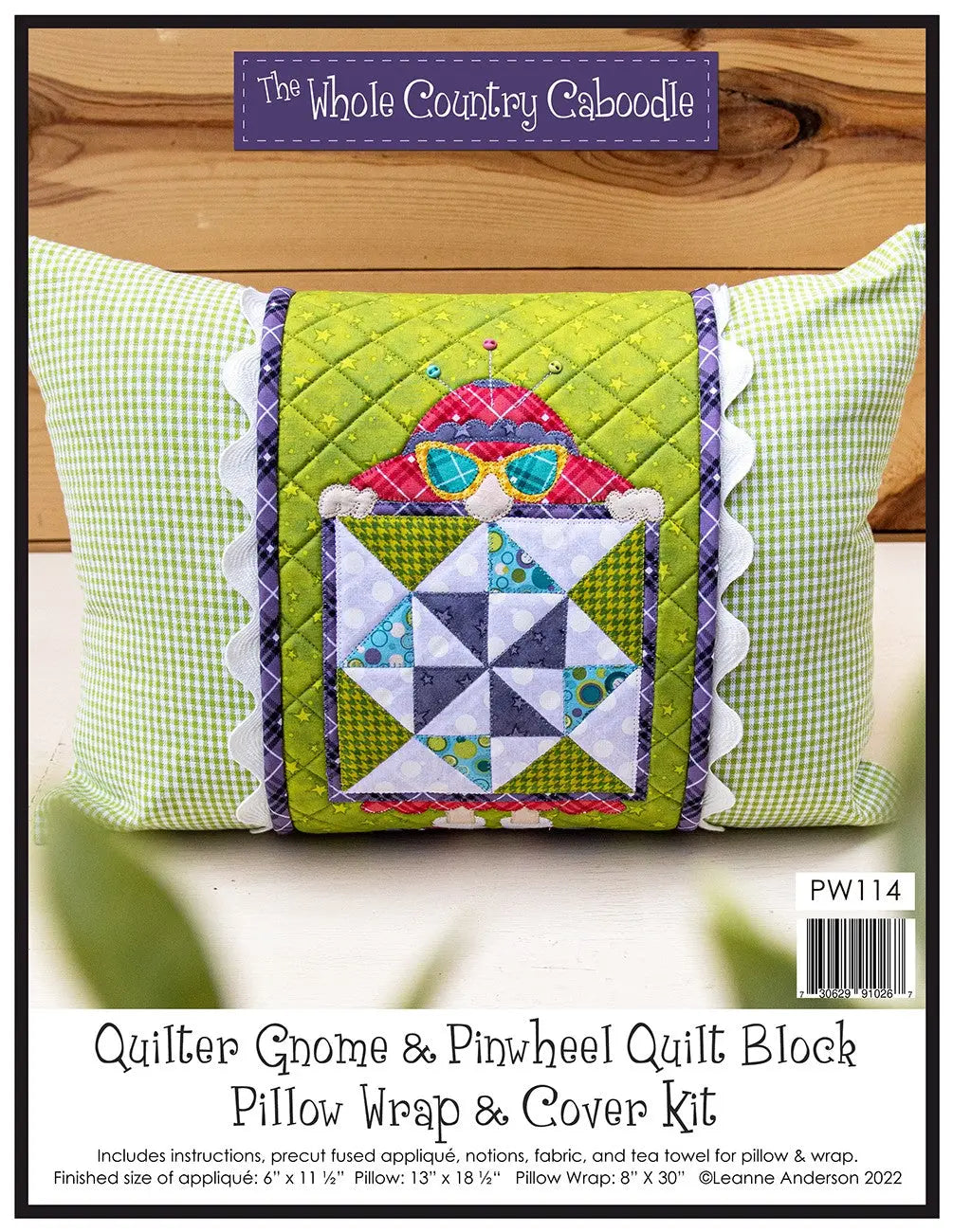 Kit de couverture de coussin Quilter Gnome & Pinwheel Quilt Block